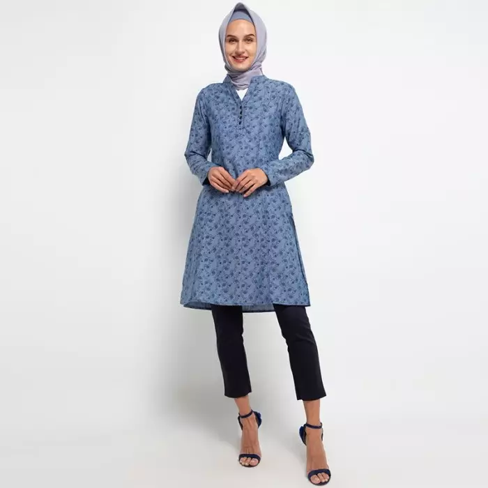 Hilly Tunic In Blue Print
