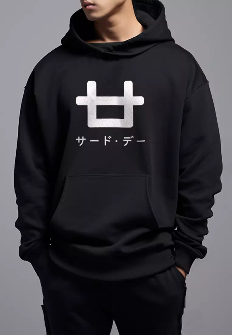 MTD95F Hoodies Premium ScubaLux Anti Kusut Waterproof "Logoicon" Hitam