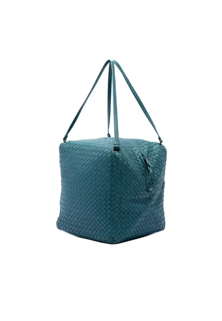 Pre-Loved Bottega Veneta Nappa Intrecciato Cube Shoulder Bag