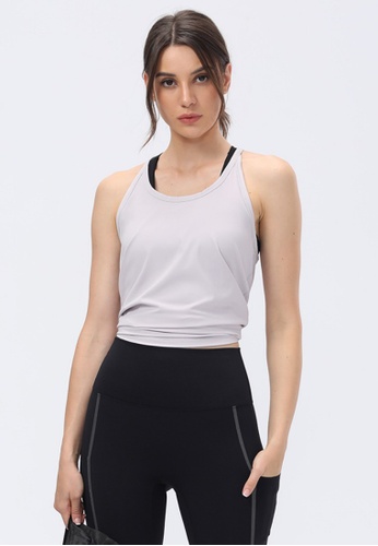 B-Code grey YGA1036_Grey_Lady Quick Drying Running Fitness Yoga Sports Tank Top 2FBF1AA52E57C0GS_1