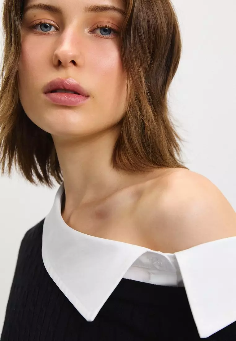 Asymmetric Knit Top - Black