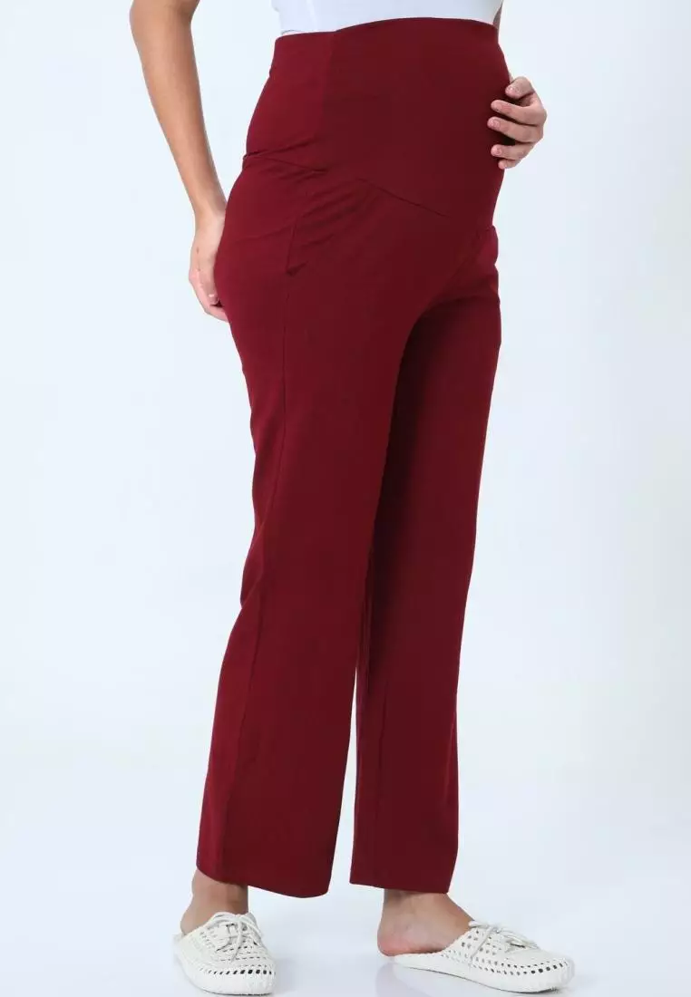 Comfy Maternity Trackpants - Maroon