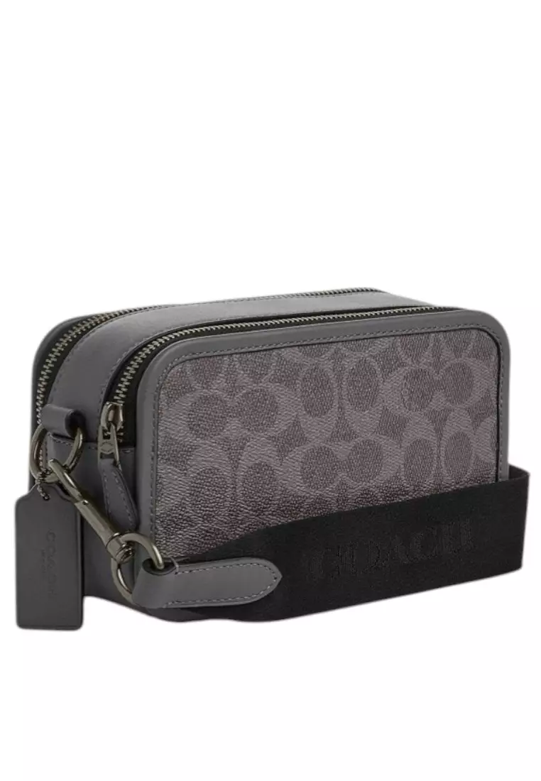 Mens Wyatt Crossbody Bag In Signature Canvas - Grey/Charcoal