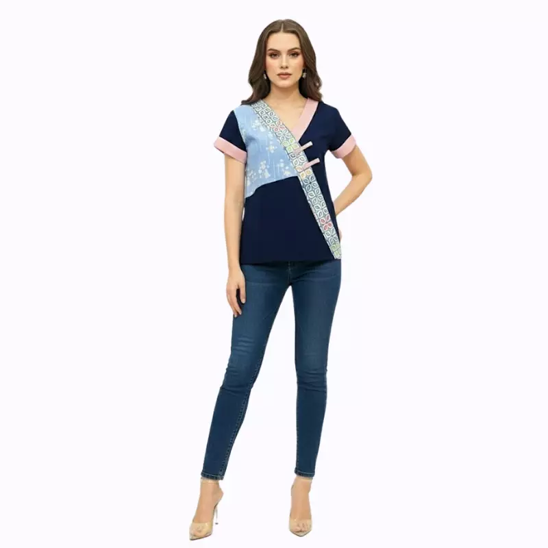 Blouse Batik Wanita - Bhatara Batik Melissa - Atasan Batik Modern Lengan Pendek