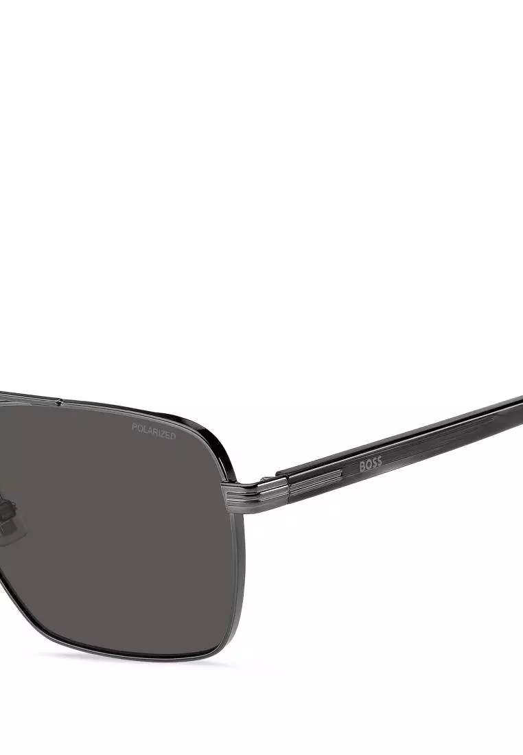 BOSS Sunglasses BOSS 1846/G/S-V81-M9, Rectangular with Dark Ruthenium Black colour