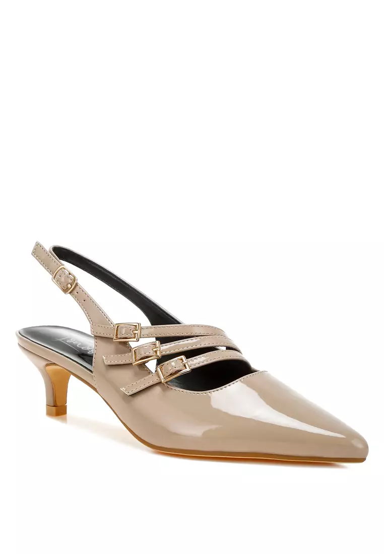 Sandal Slingback Tali Tiga Warna Taupe