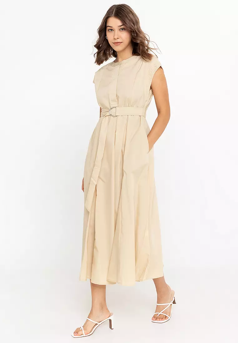 Celavie French Sleeves Belted Dress