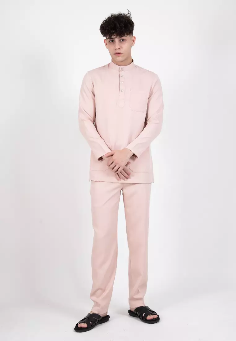 Forest x Hatta Dolmat Baju Melayu Cekak Musang Regular Fit - BM23766-17Nude