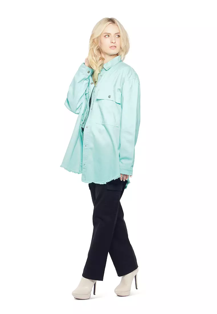 Mint Oversized Long Sleeve Shacket