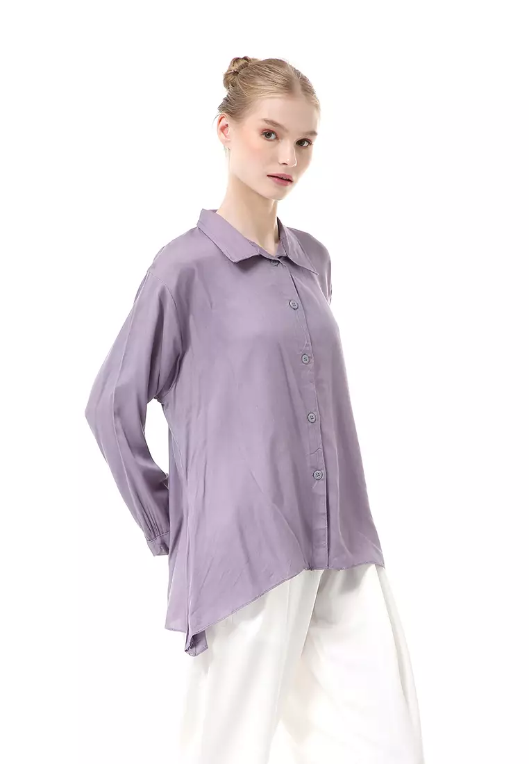 Ayudia Shirt Long Sleeve Atasan Wanita Premium Quality - Grey