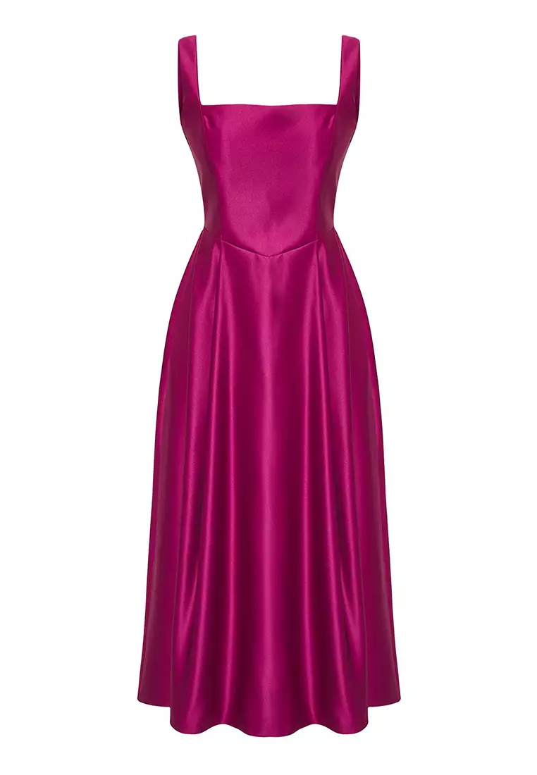 Plum A-Line Satin Woven Elegant Evening Prom Dress TPRAW25EL00040