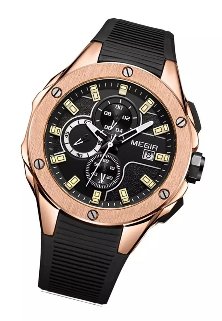 MEGIR Jam Tangan Kasual Analog Pria Waterproof Strap Tali Maetrial Silicone VB56 ORIGINAL