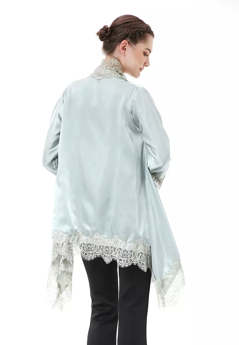 Reine Atasan Wanita Outer Kebaya Traditional Design Material Silk ORIGINAL - Mint