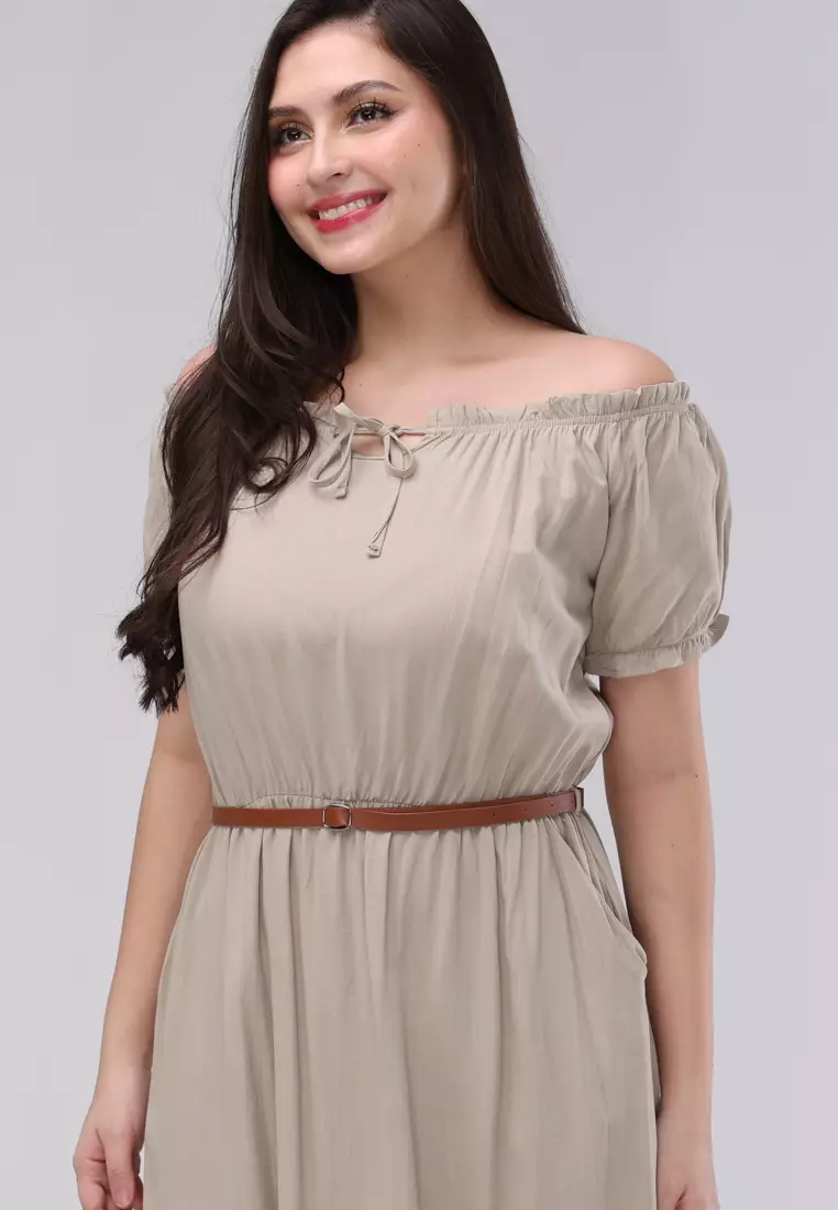 Soft Linen Woven Short Sleeves Dress