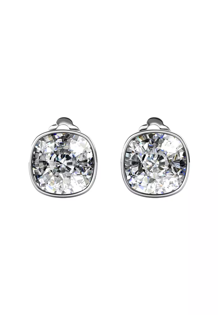 Squarish Clip Earring WG - Anting Jepit Crystal Luvea Premium Collection by Her Jewellery