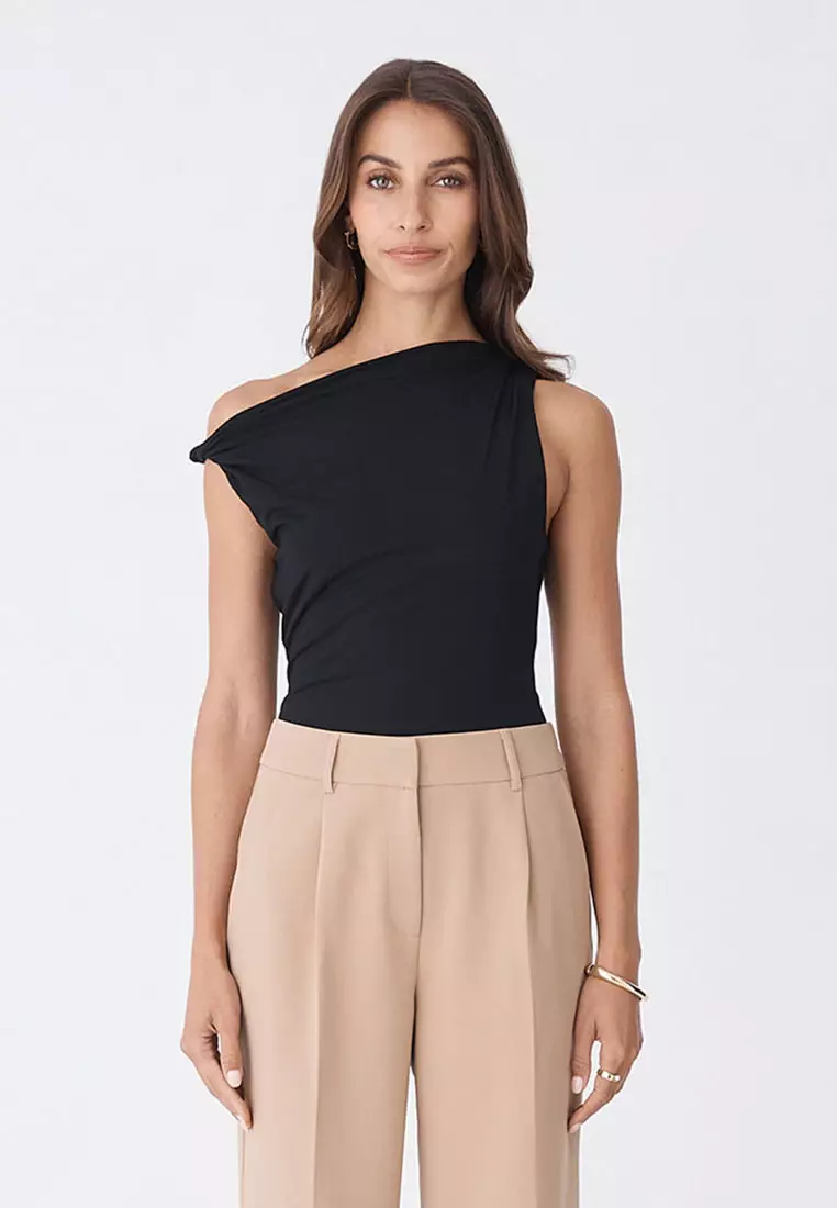 Cici Bamboo Twist Shoulder Top