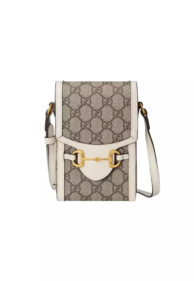NEW Gucci Beige White Small Bree GG Supreme Guccissima Crossbody Tote Bag