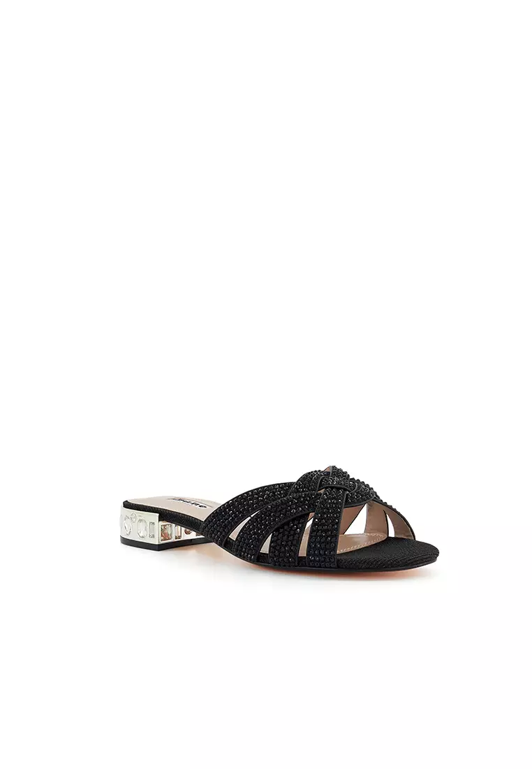 Discount on Dune London  shoes - SKU: Nexie Jeweled Heel Dressy Flat Sandal Black