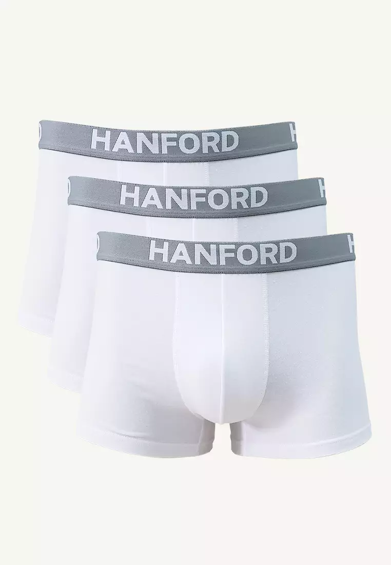 Cotton w/ Spandex Men's Boxer Briefs Ansel - White (3in1 Pack) S-4X Big Plus Size