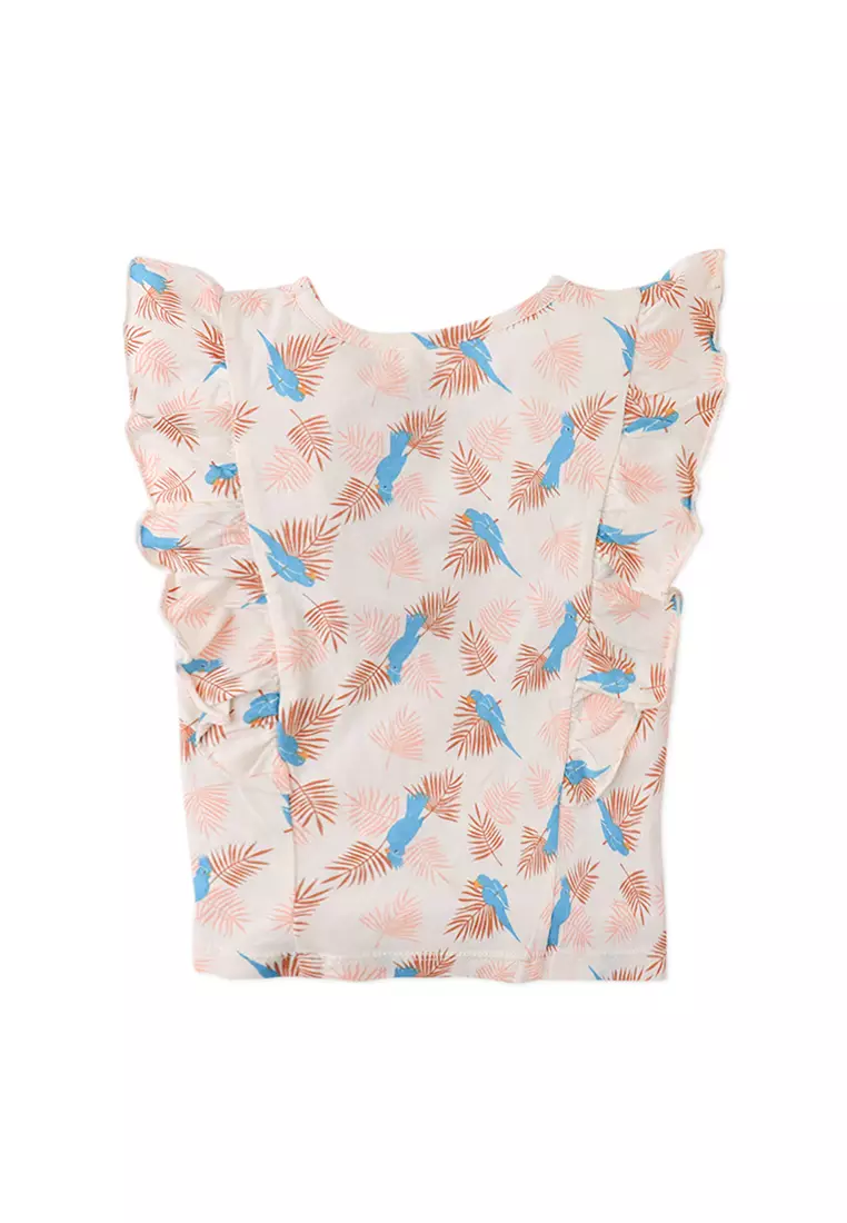 Missy All Over T-Shirt With Ruffle Sleeves