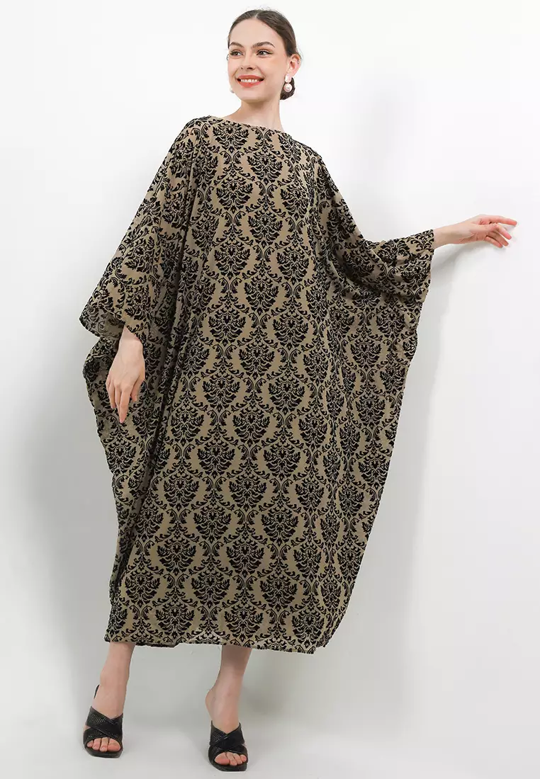 Velvet Print Mesh Kaftan