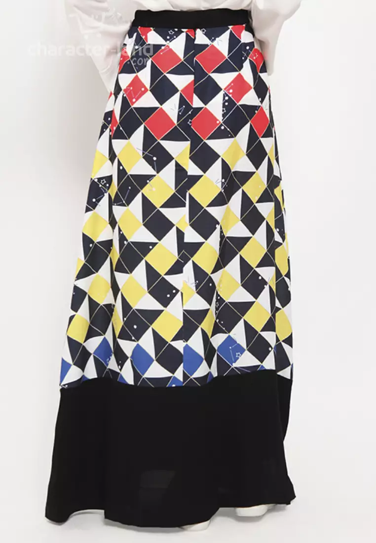 Doraemon Geometric Skirt Black