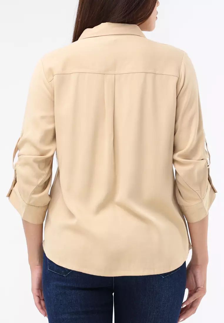 Plain Single Bold Twill 3/4 Blouse