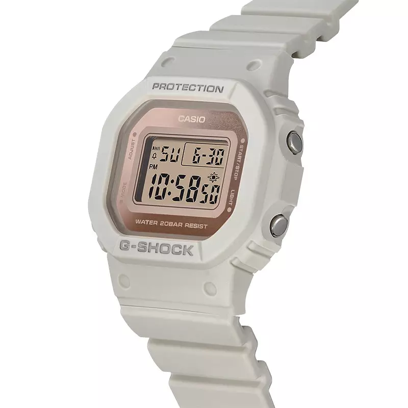 Jam Tangan Wanita Casio G-Shock X ITZY GMD-S5600-8DR Basic Collection Ladies Rose Gold Digital Dial Grey Resin Band