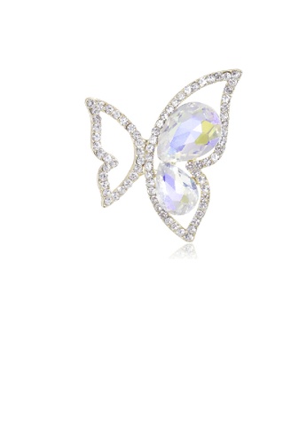 Glamorousky white Fashion Temperament Plated Gold Hollow Butterfly Brooch with Cubic Zirconia DA004AC565CDC9GS_1