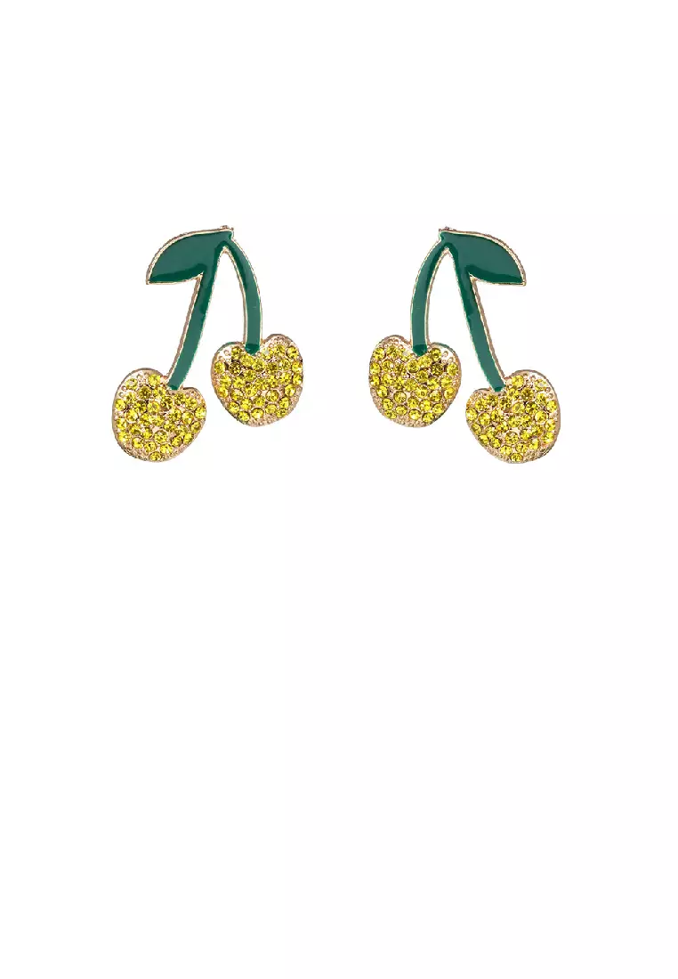 Gold cherry top earrings