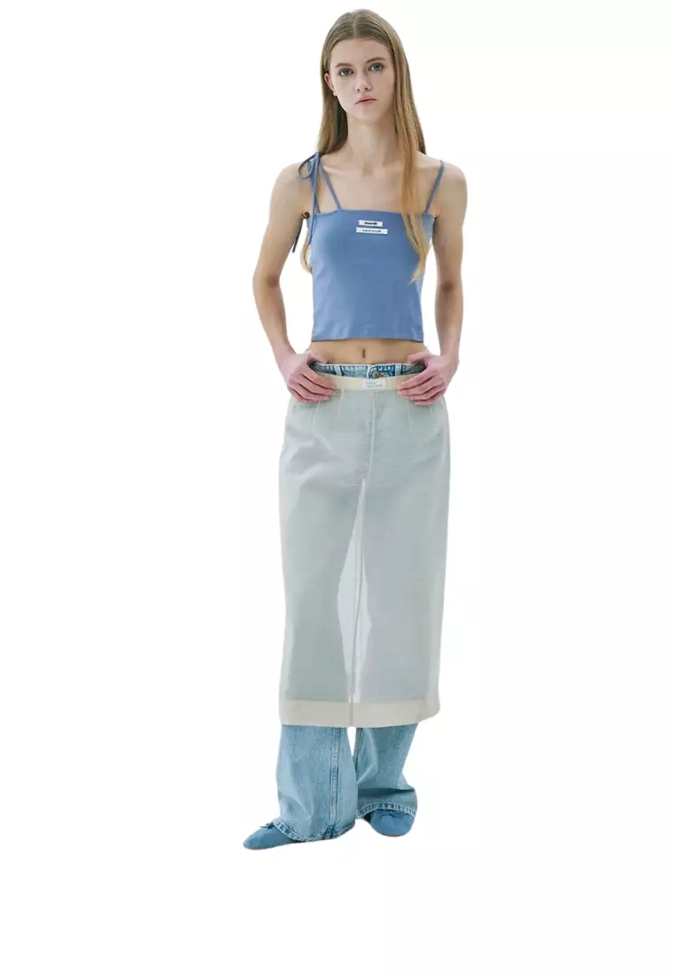 Sleeveless Double Label ribbon Detail - Blue
