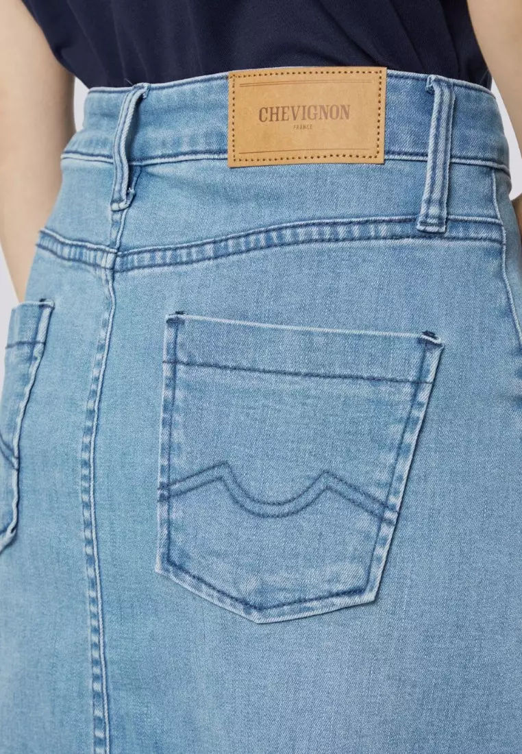 女裝前斜口袋牛仔裙