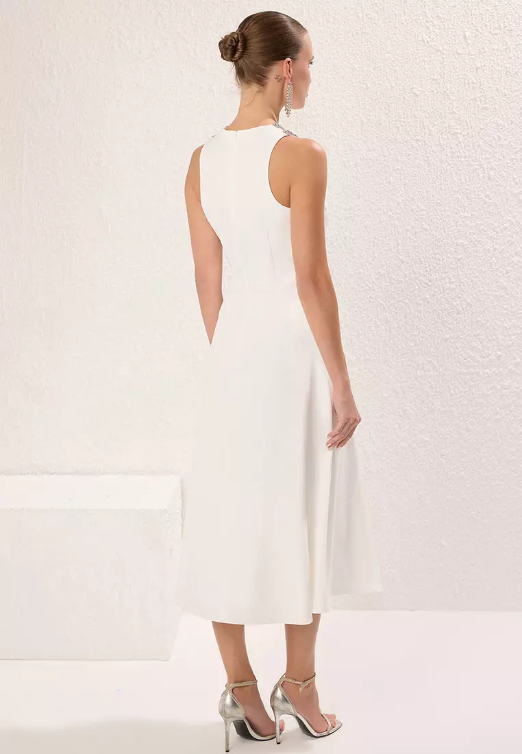 A-Line Evening Dress With Stone Accessories