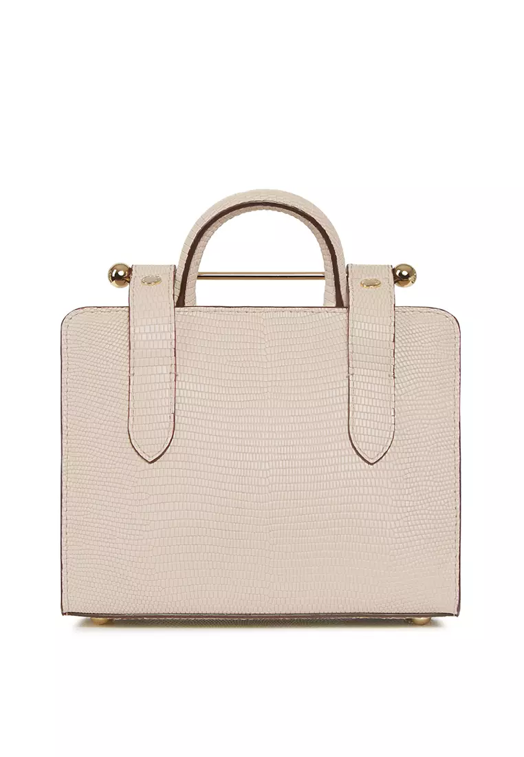 Strathberry Nano Lizard-embossed Leather Tote Bag in Pink