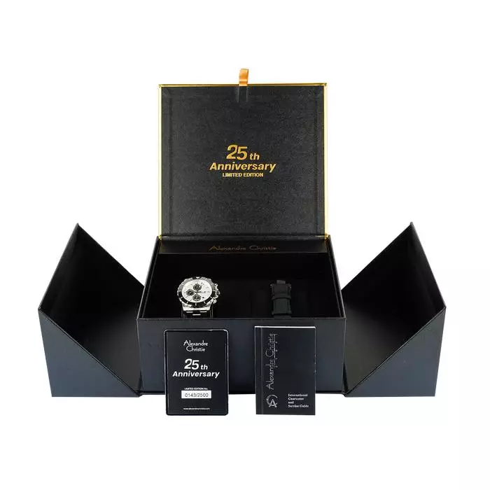 Alexandre Christie Jam Tangan Pria - Silver Black White - Stainless Steel - 6141 XXVMSSSLBA