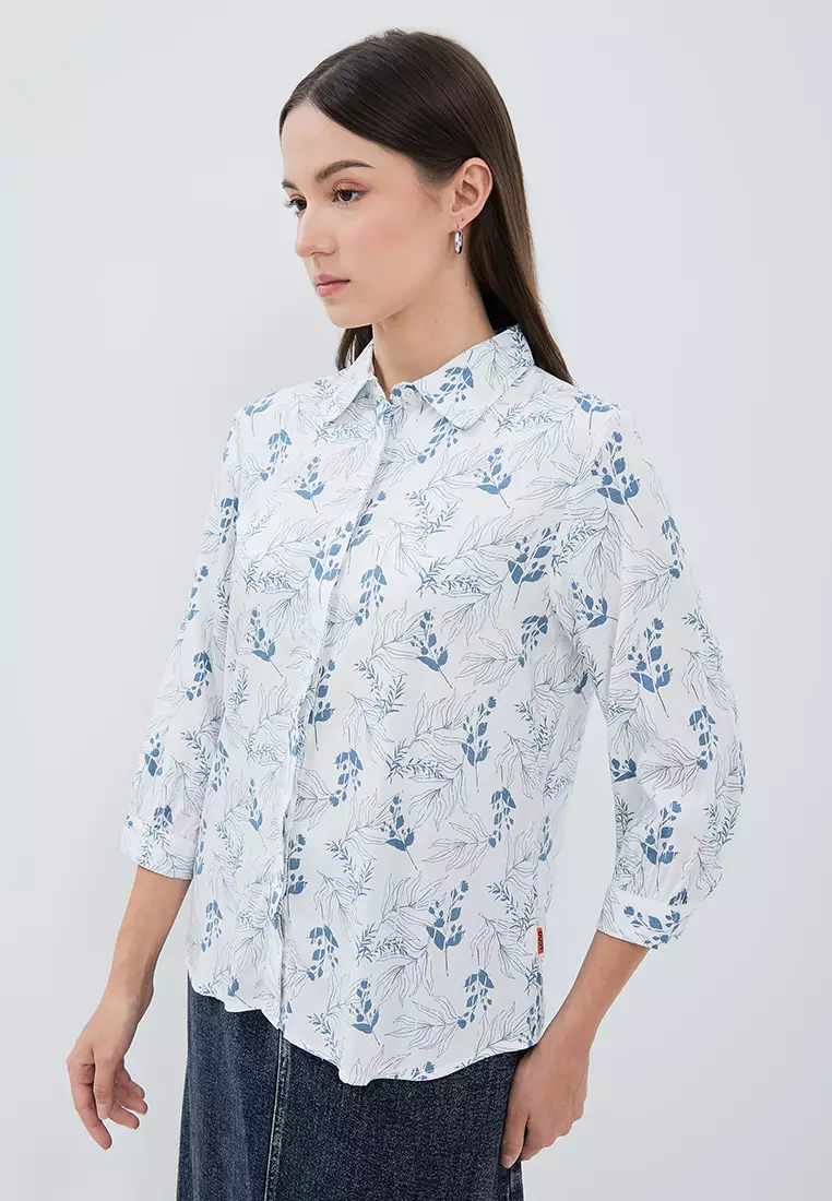 DUST Kemeja Tyanna Flower Putih Comfease (D.13195)