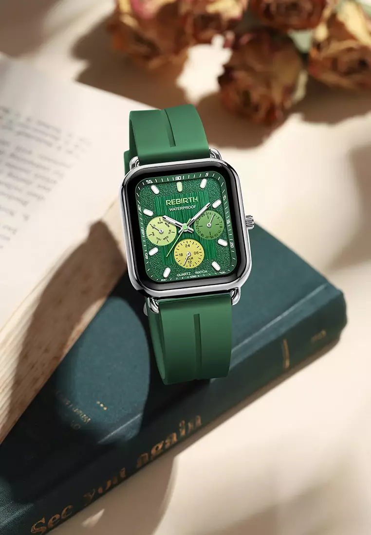 Jam Tangan Wanita Anti Air Korea Elegan Kemewahan Original Tali Silikon Jam Tangan Cewek Original green