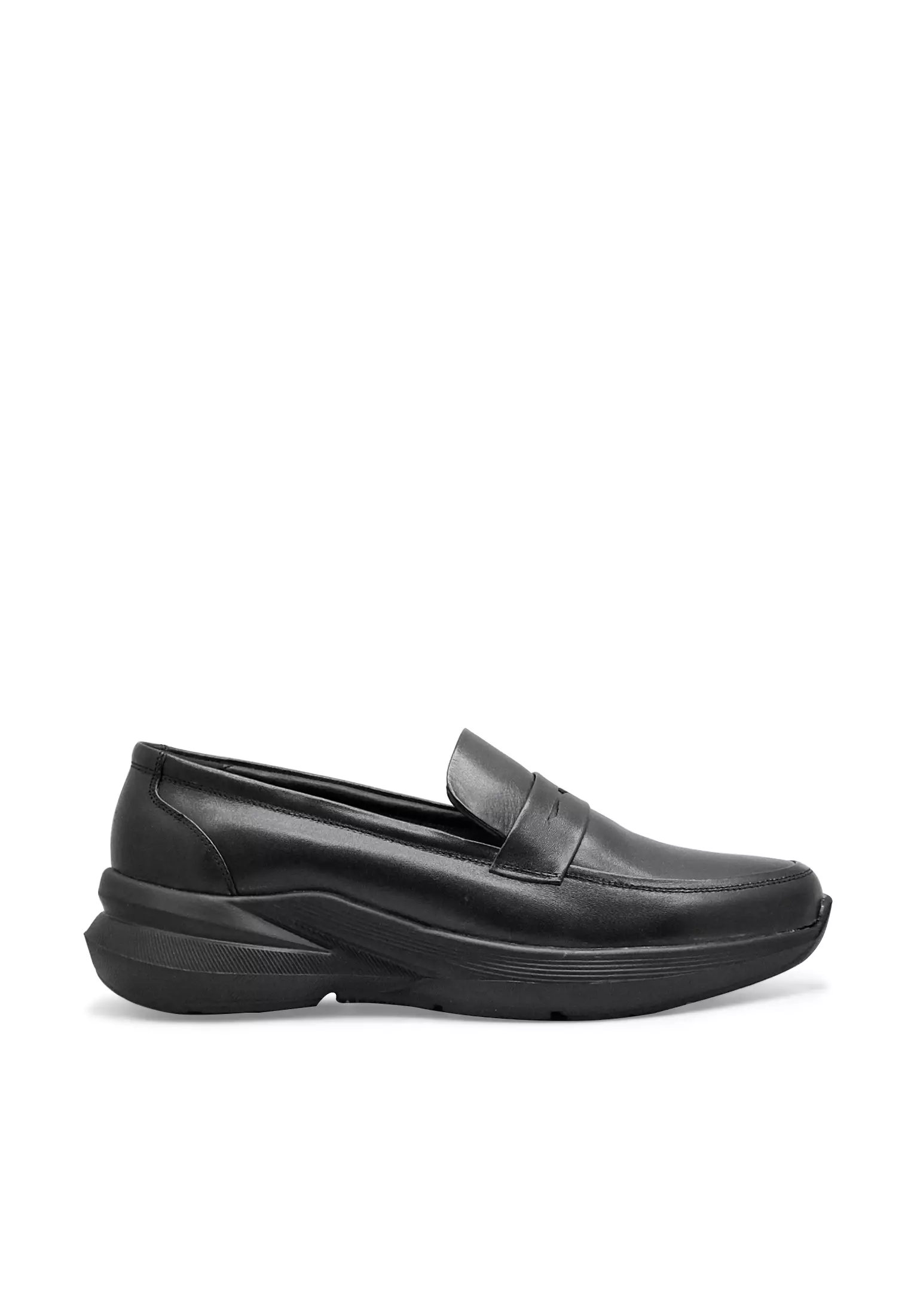 Duncan Sepatu Penny Loafer Sneakers Casual Pria  Kulit Asli  Sol Ringan  Black
