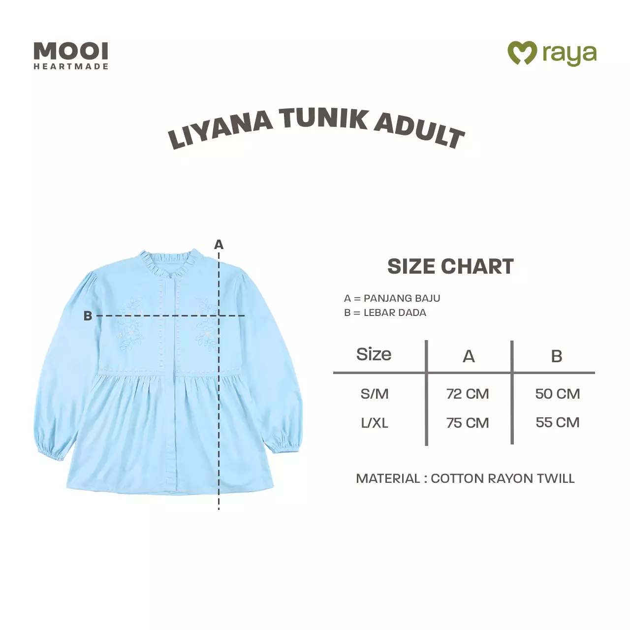 Mooi Tunik Wanita Atasan Wanita Raya Collection Liyana Tunik Adult Basic Series 2026 - Deep Navy