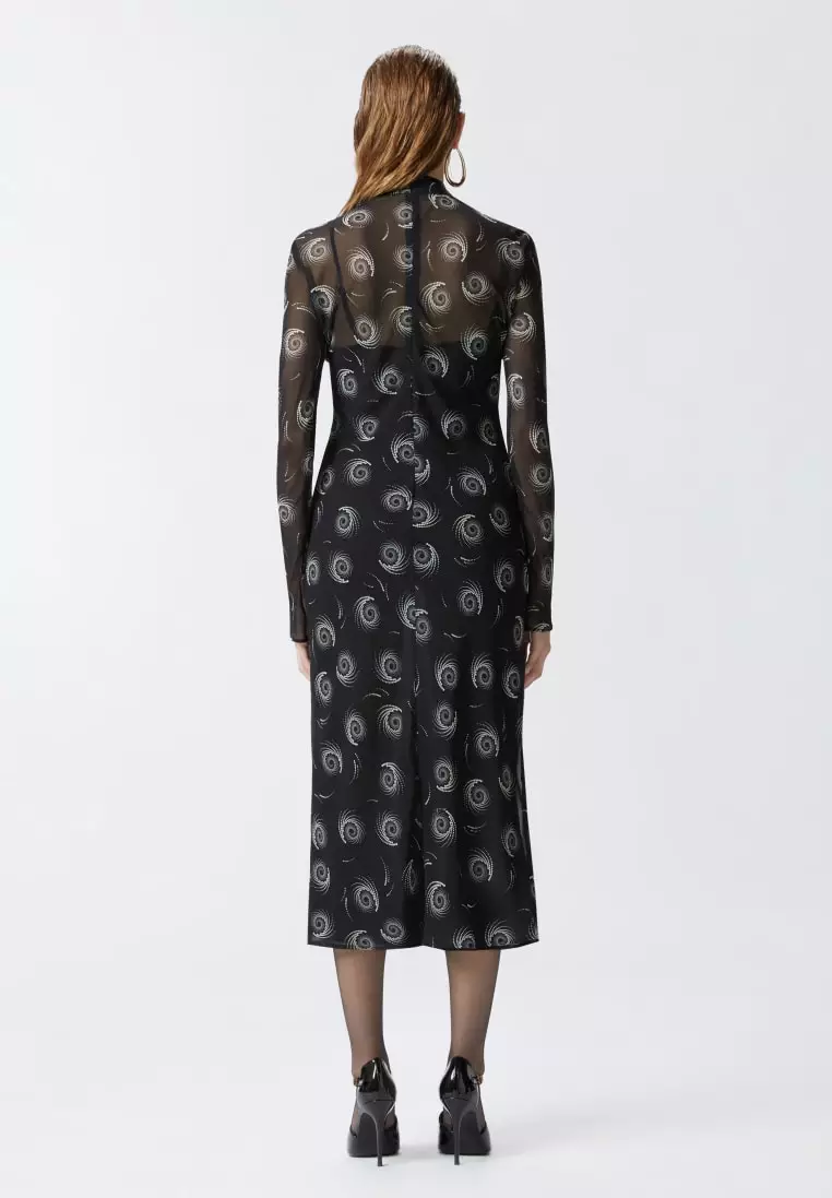 Swirl print georgette midi dress