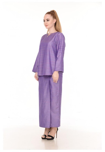 Buy SET LAURA Kurung Kedah Purple Stripe from Qaseh Sofea in Purple at Zalora