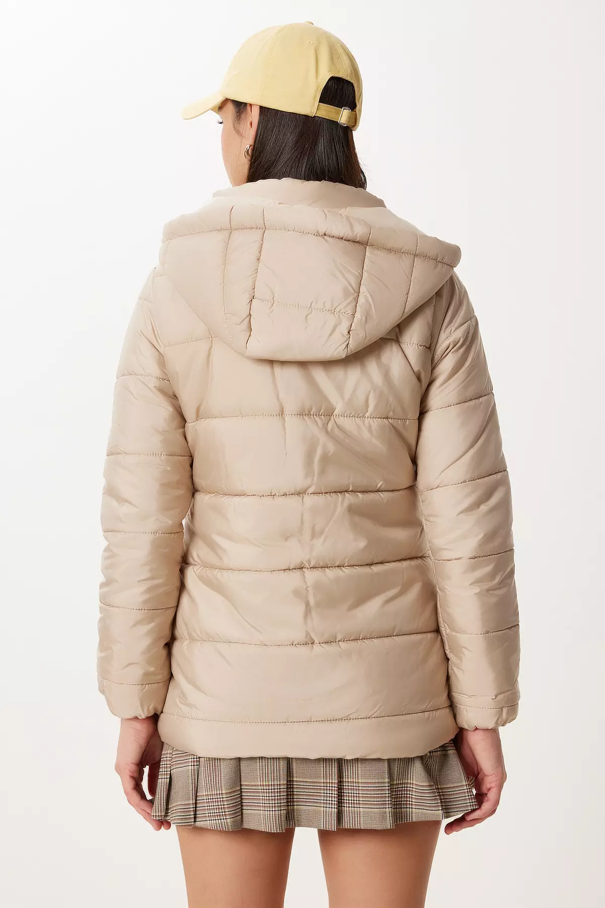 Jual Happiness Istanbul Women's Dark Cream Hooded Puffer Coat