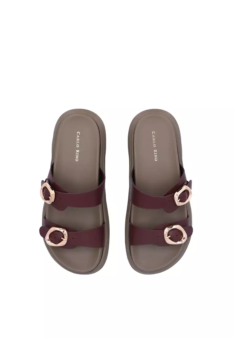 Maroon Harper Double Buckle Flats