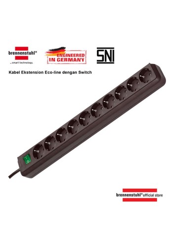 Brennenstuhl Brennenstuhl Eco-Line Stop Kontak dengan Switch 10-Soket Hitam 3m 17B98ES2033C5CGS_1