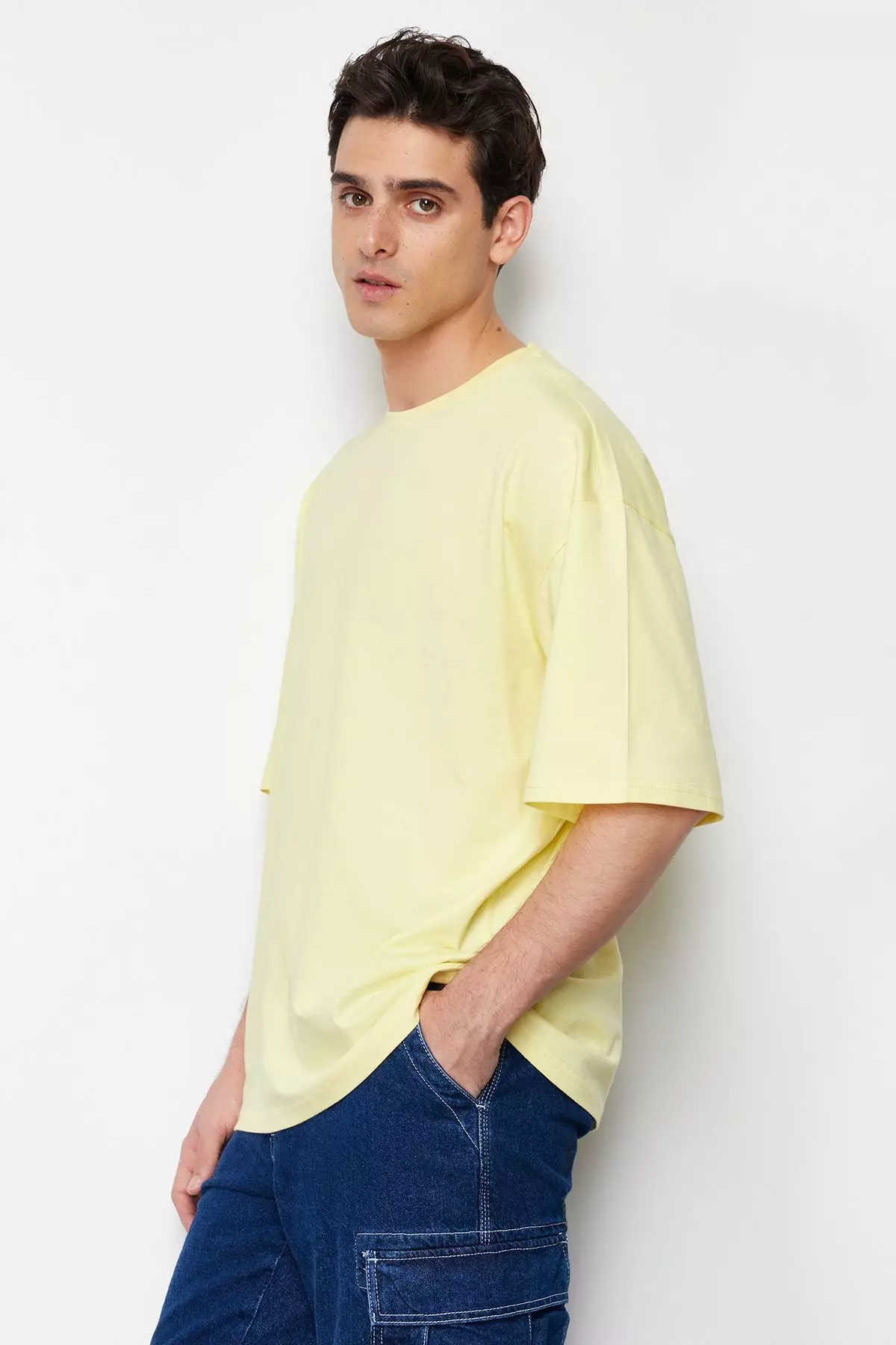 Yellow Oversize/Wide Cut 100% Cotton T-Shirt TMNSS22TS0318