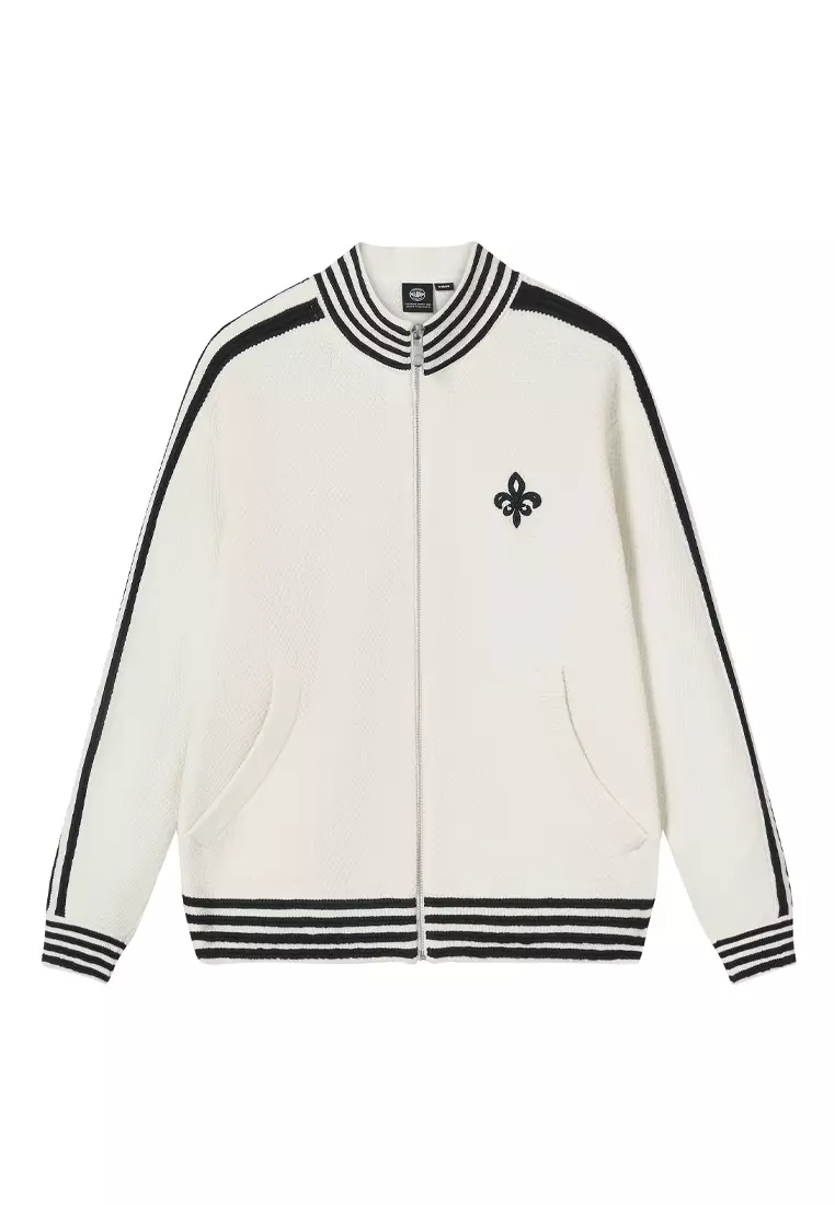 女裝鳶尾花 LOGO 拼色條紋針織外套 開襟毛衣