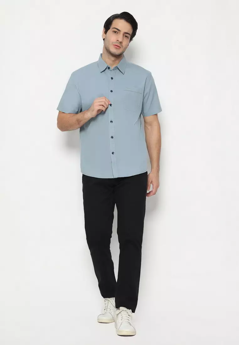 POLICE Kemeja Polos Cotton Regular Fit Pria