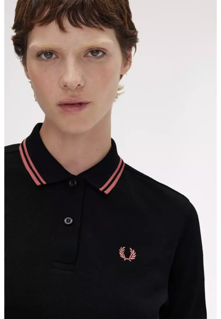 Fred Perry G3600 Twin Tipped Fred Perry Shirt (Black / Putty Pink / Putty Pink)