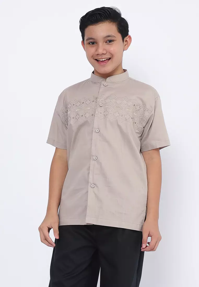 Baju Koko Set Anak Laki Horizone Light Grey - MODERN