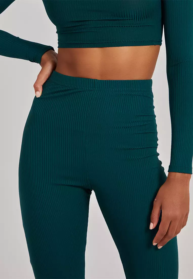 Pink Vanilla Teal Ribbed Flare Trouser